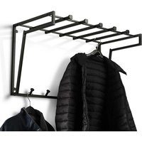 Metall Wandgarderobe schwarz 10 Kleiderhaken 79 cm breit von Möbel4Life