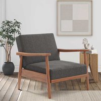 Mid Century Stil Sessel in Grau und Braun Holz Armlehnen von Möbel4Life