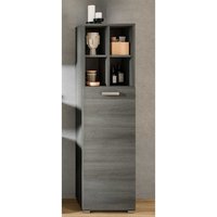 Midischrank Bad in Rauchsilber Holzoptik 146 cm hoch - 40 cm breit von Möbel4Life