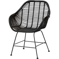 Moderne Rattan Stühle mit Armlehnen Schwarz (2er Set) von Möbel4Life