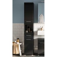 Moderner Bad Seitenschrank in Schwarz Hochglanz 30 cm breit von Möbel4Life