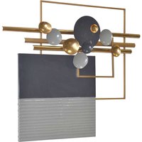 Modernes Metallbild in Schwarz Gold Grau abstraktem Muster von Möbel4Life