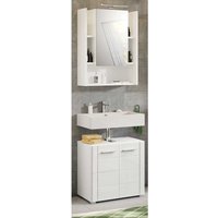 Möbel für Gäste WC mit Spiegelschrank Weiß (zweiteilig) von Möbel4Life