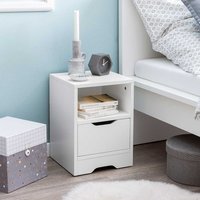 Nachttischschränkchen in Weiß einer Schublade und offenem Fach von Möbel4Life