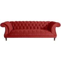 Neobarock Dreisitzer Couch in Ziegel Rot Samtvelours Bezug von Möbel4Life