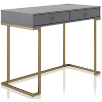 PC Tisch in modernem Design Grau und Goldfarben von Möbel4Life
