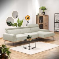 Relaxsofa Ecke Creme aus Cordstoff verstellbarer Rückenhöhe von Möbel4Life