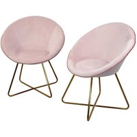 Retro Esstisch Sessel in Rosa und Goldfarben Samtbezug von Möbel4Life