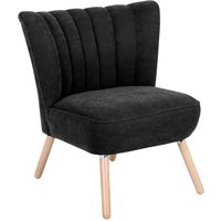 Retro Look Sessel in Schwarz Velours Vierfußgestell aus Holz von Möbel4Life