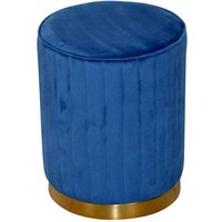 Retro Samt Sitzhocker in Blau und Goldfarben 35 cm breit von Möbel4Life