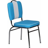 Retro Stuhl in Blau Weiß Chrom von Möbel4Life