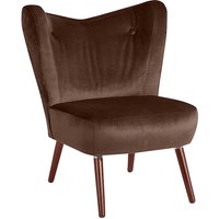 Retro Wohnzimmer Sessel in Braun und Nussbaumfarben Samtvelours von Möbel4Life