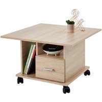 Rollbarer Wohnzimmer Tisch in Sonoma-Eiche einer Schublade von Möbel4Life