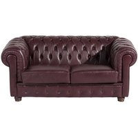 Rotbraunes Ledersofa im Chesterfield Look 172 cm breit von Möbel4Life