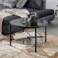 Runder Glas Couchtisch mit schwarzem Metallgestell 75 cm breit von Möbel4Life