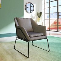 Samt Loft Sessel in Grau und Schwarz Metall Bügelgestell von Möbel4Life
