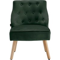 Samt Sessel in Dunkelgrün und Holz Naturfarben 42 cm Sitzhöhe (2er Set) von Möbel4Life