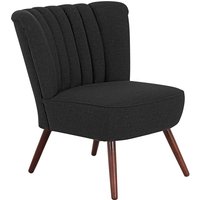 Samtvelours Sessel Schwarz mit Vierfußgestell aus Holz Nussbaumfarben von Möbel4Life