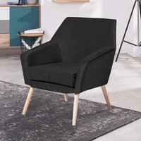 Samtvelours Sessel schwarz im Retrostil 67 cm breit - 71 cm tief von Möbel4Life