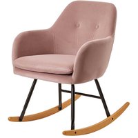 Schaukelstuhl Samt Rosa im Skandi Design 46 cm Sitzhöhe von Möbel4Life