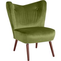 Schlafzimmer Sessel Retro in Oliv Grün und Nussbaumfarben 70 cm breit von Möbel4Life