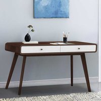 Schreibtisch in Weiß und Walnussfarben 120 cm breit von Möbel4Life