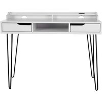 Schreibtisch mit Aufsatz in Weiß und Schwarz 115 cm breit von Möbel4Life