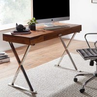 Schreibtisch mit einer Schublade Sheesham Massivholz und Metall von Möbel4Life