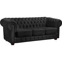 Schwarze Chesterfield Couch aus Kunstleder drei Sitzplätzen von Möbel4Life