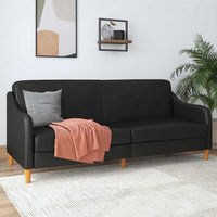 Schwarzes Kunstleder Sofa mit Schlaffunktion 195 cm breit von Möbel4Life