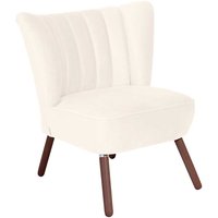 Sessel Retro Design in Cremeweiß und Nussbaumfarben 70 cm breit von Möbel4Life