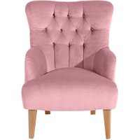 Sessel Samtvelours Rosa im Landhaus Vintage Look 71 cm breit von Möbel4Life