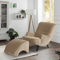 Sessel Samtvelours Sandfarben in modernem Design 37 cm Sitzhöhe von Möbel4Life