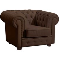 Sessel braun Kunstleder im Chesterfield Look 110 cm breit von Möbel4Life