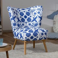 Sessel mit Blumenmuster in Blau und Weiß Made in Germany von Möbel4Life