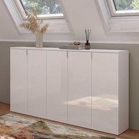 Sideboard Hochglanz Weiß 152 cm breit vielen Einlegeböden (dreiteilig) von Möbel4Life