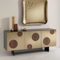 Sideboard mit Spiegeln in Teakfarben - Schwarz - Bronze 180 cm breit von Möbel4Life