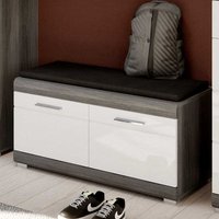 Sitzbank Garderobe in Grau und Weiß wahlweise mit  Polsterauflage von Möbel4Life