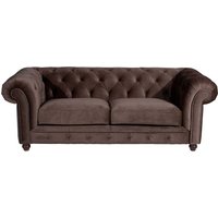 Sofa 3er braun Chestefield aus Samtvelours 52 cm Sitzhöhe von Möbel4Life