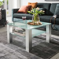 Sofa Tisch Glas in Transparent und Silberfarben 65 cm breit von Möbel4Life