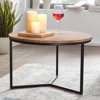 Sofa Tisch Holz und Metall im Retrostil 60 cm Durchmesser von Möbel4Life