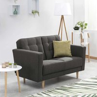 Sofa in Anthrazit aus Flachgewebe und Eschenholz 128 cm breit von Möbel4Life