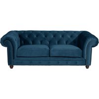 Sofas Dreisitzer in Petrol Samtvelours Chesterfield Look von Möbel4Life