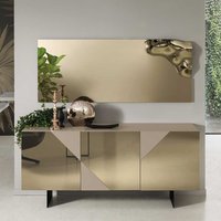 Spiegelglas Front Sideboard in Taupe und Bronze Wangengestell aus Metall von Möbel4Life