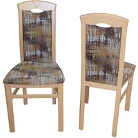 Stuhl Set aus Massivholz Buchefarben Bunt Webstoff (2er Set) von Möbel4Life