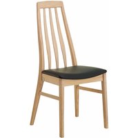 Stuhl Set aus Eiche massiv Bianco geölt Leder Schwarz (2er Set) von Möbel4Life