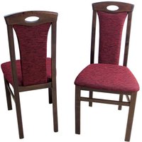 Stuhl Set in Nussbaumfarben Buche massiv Rot Stoff (2er Set) von Möbel4Life