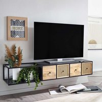 TV Hängeboard 150 cm breit vier Schubladen Rattan Geflecht von Möbel4Life