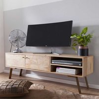 TV Lowboard aus Mangobaum Massivholz und Eisen 145 cm breit von Möbel4Life