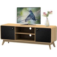 TV Sideboard in Schwarz und Eichefarben Kabeldurchlass von Möbel4Life